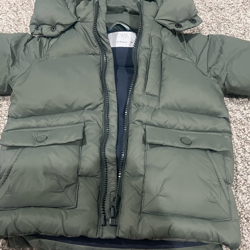 Zara Kids Puff Jacket in Olive Green - Picture 11 of 12